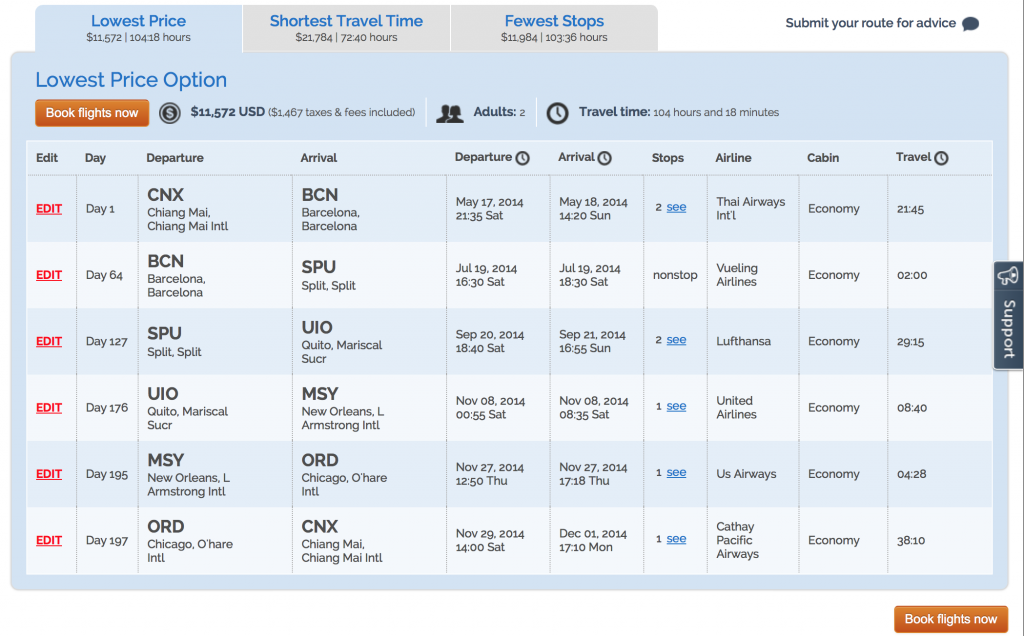 Multi-stop search results