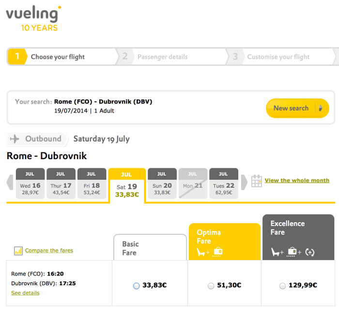 Vueling: Rome-->Dubrovni