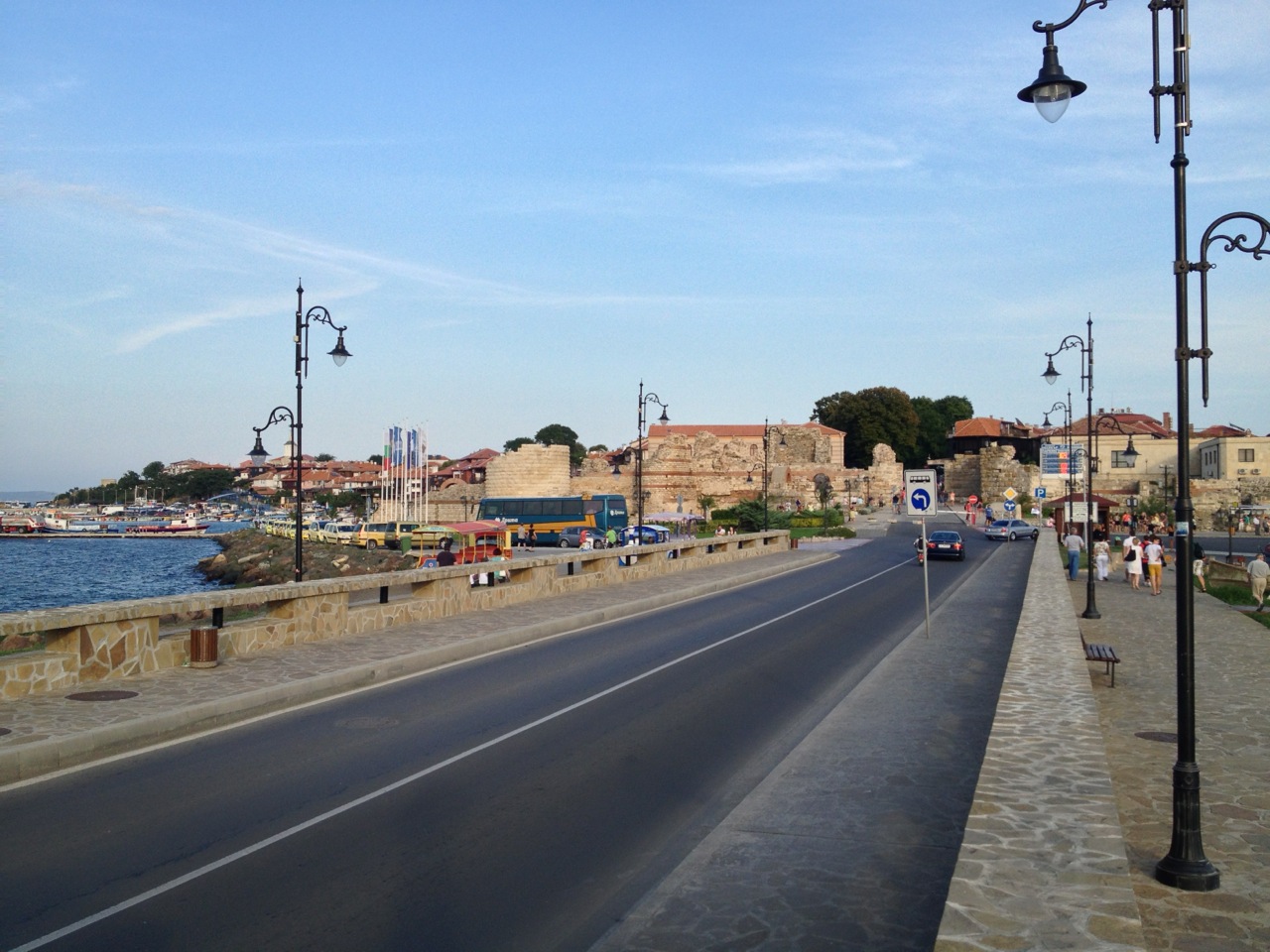 Entering the old town. There is a large parking on the left and smaller one on the right