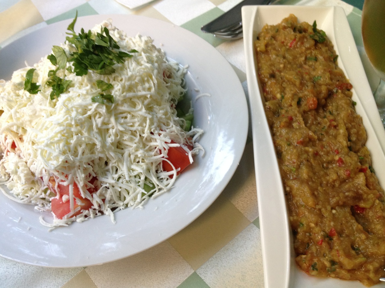 Shopska Salad and Eggplant (Патладжан) Starter