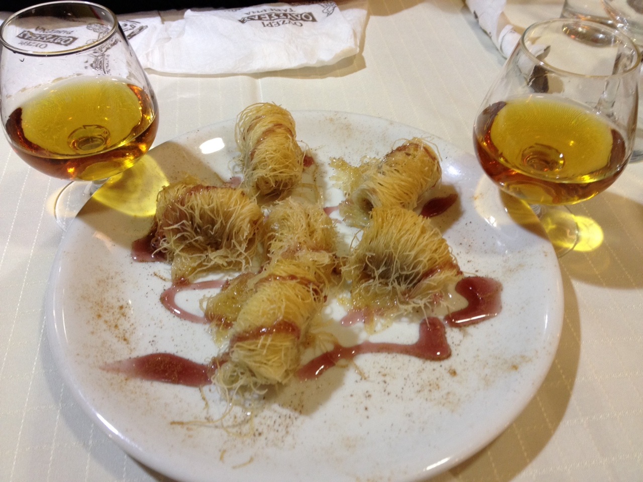 Greek baklava and metaxa