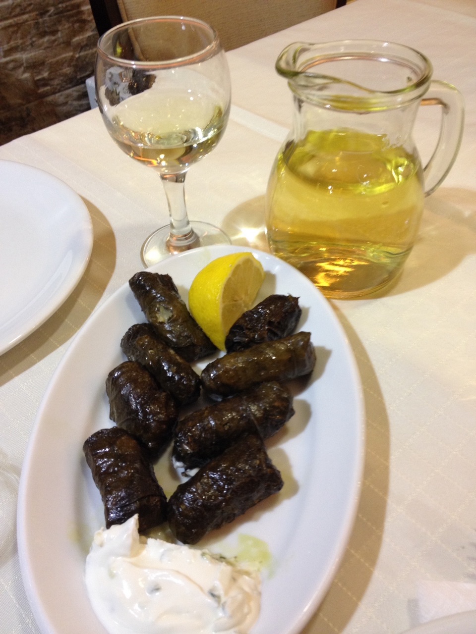 Local vine and dolmades