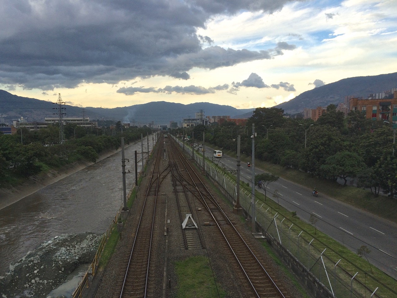 Medellin river and metro rails