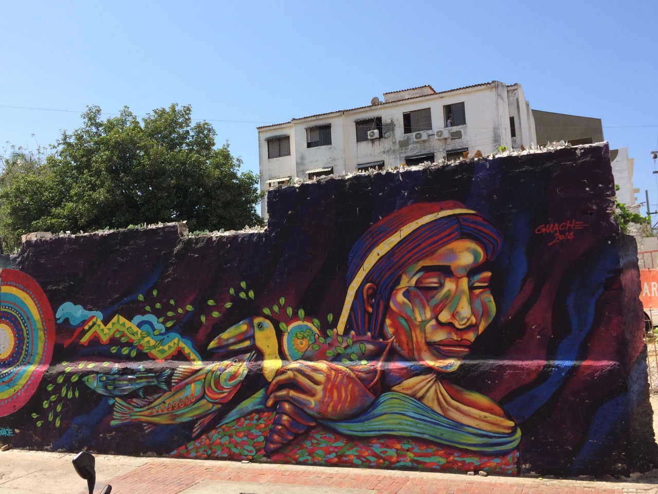 Santa Marta street art. Guache