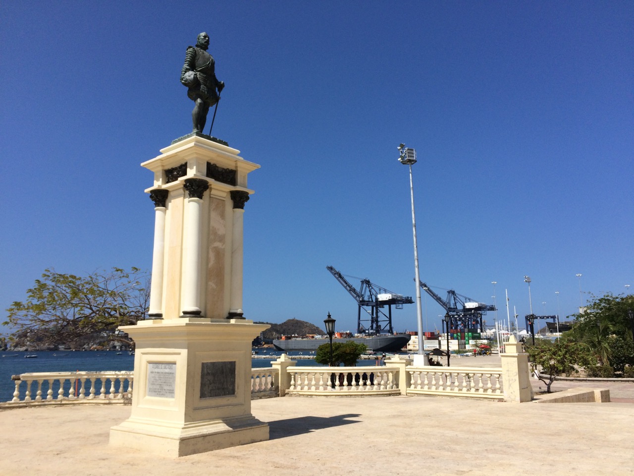 The statue of Rodrigo de Bastidas, the founder of Santa Marta