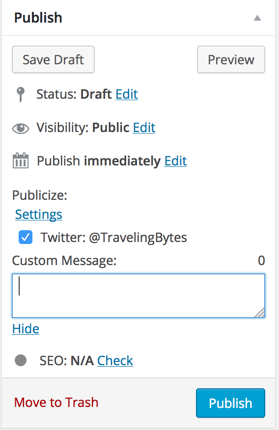 Publicize portion of Publish UI