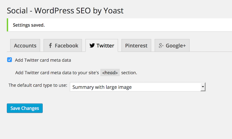 Yoast SEO: configuring Twitter Cards