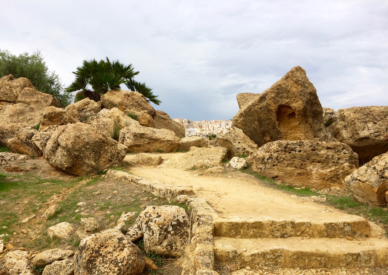 The old and the new: view of Agrigento from ancient ruins of Agrakas