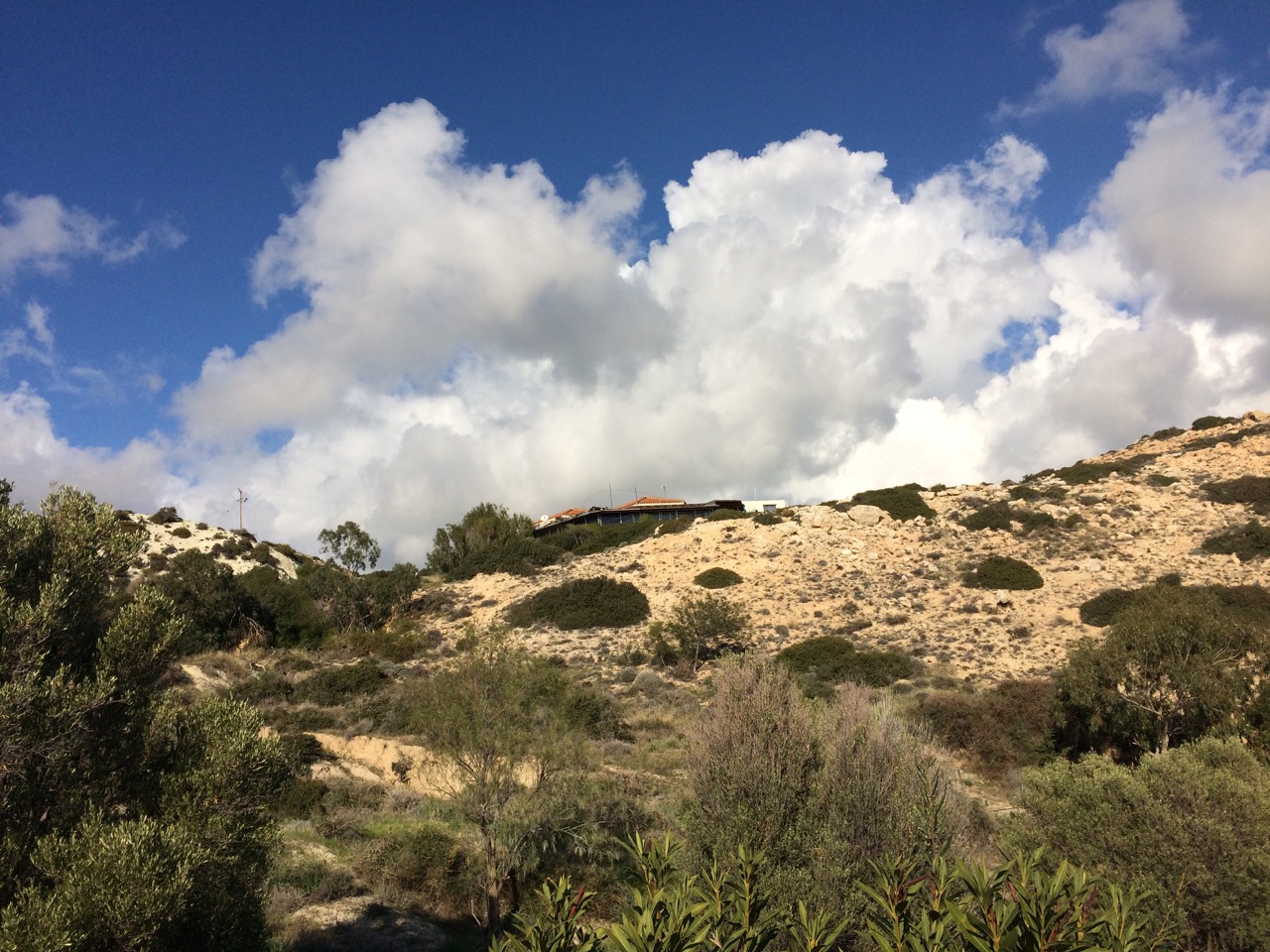 The restaurant is at the top of the hill