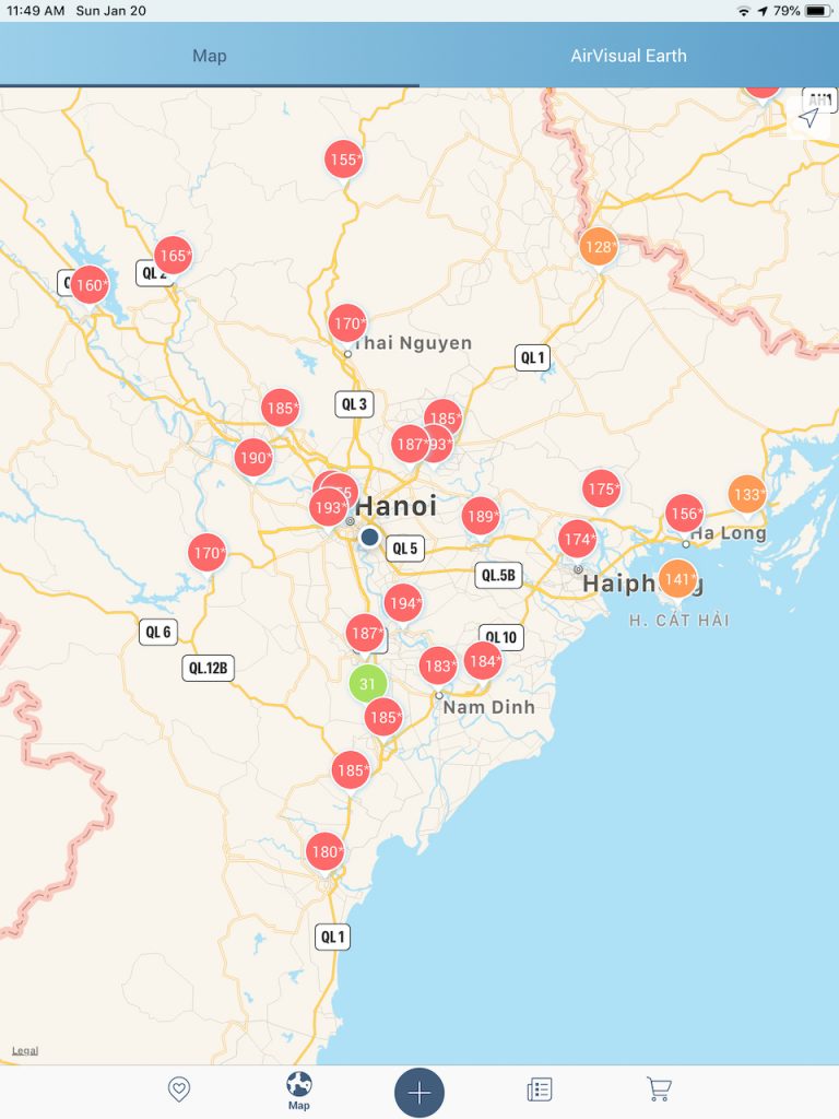 AQI around Hanoi