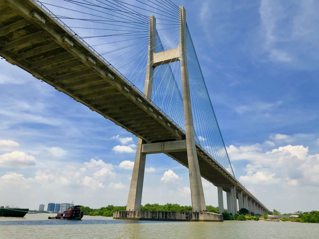 High-speed Ferry passes under the Phu My Bridge