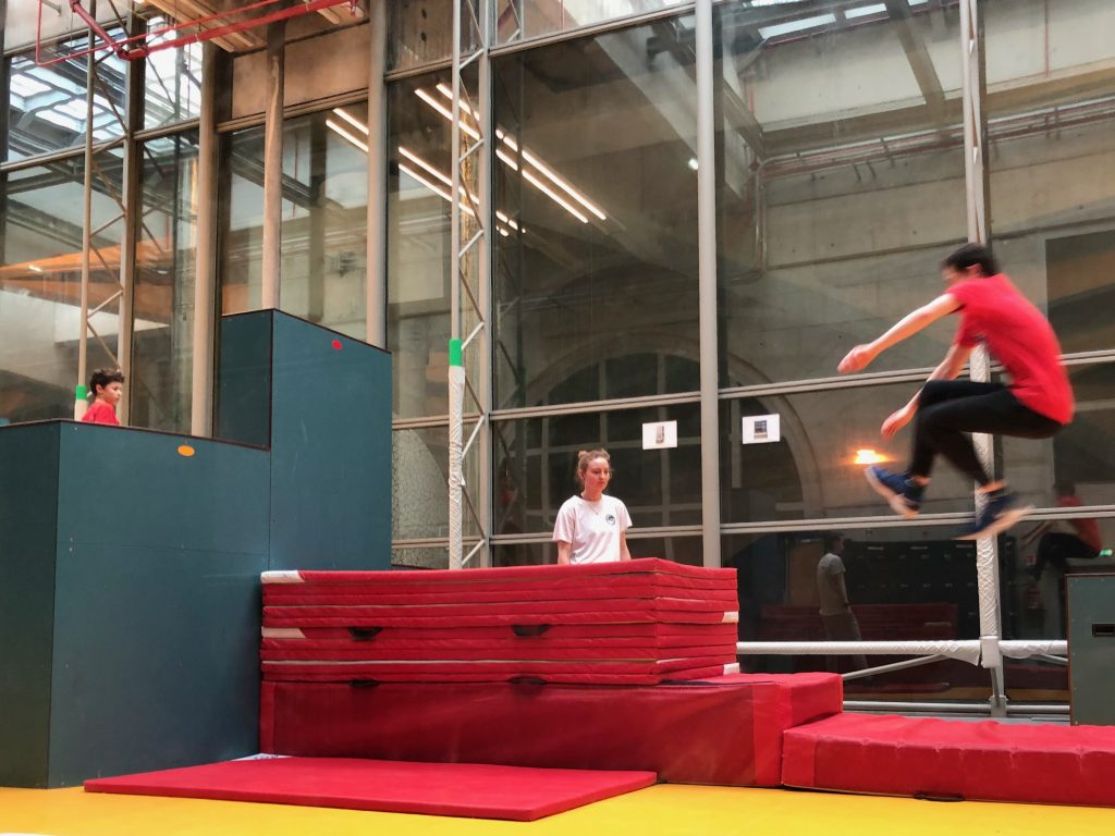 Paris kids busy with parkour training early in the morning